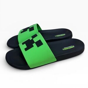 Minecraft Creeper Sport Slide Sandals Green Black Kids Size 5/6